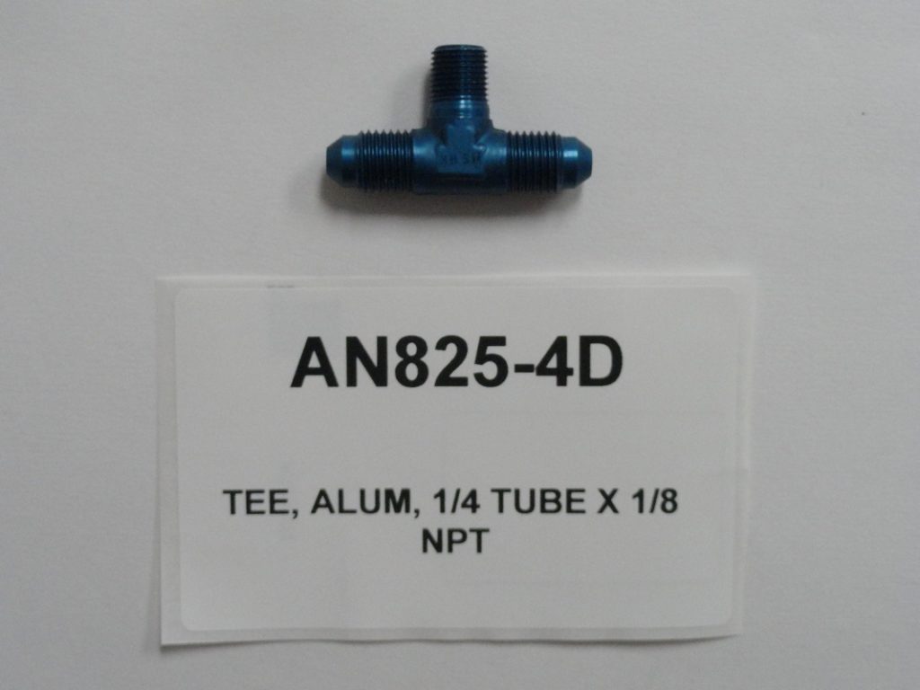 Alumimun Tee, 1/4 Tube X 1/8 NPT AN826-4D - Advanced Aero Components